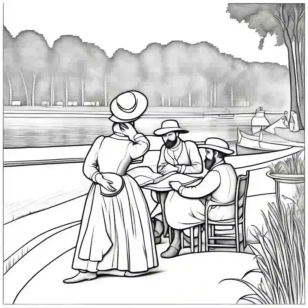 A Sunday Afternoon on the Island of La Grande Jatte by Georges Seurat coloring pages